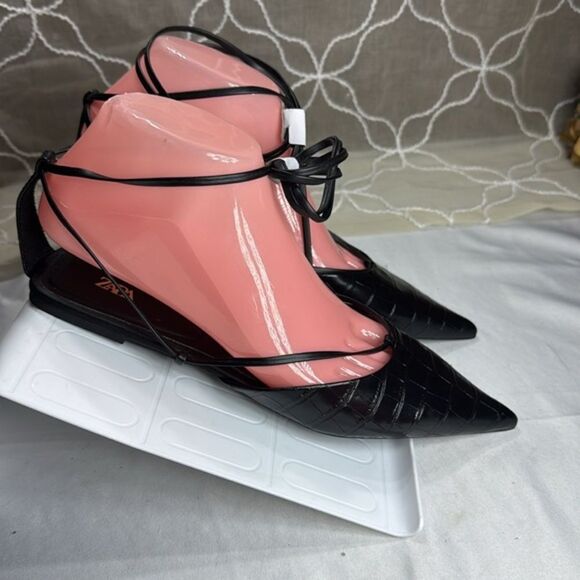(Z) Zara, flat pointed toe shoes, ankle straps, sizes US/EU 37/6.5, 36/6 - Picture 5 of 14